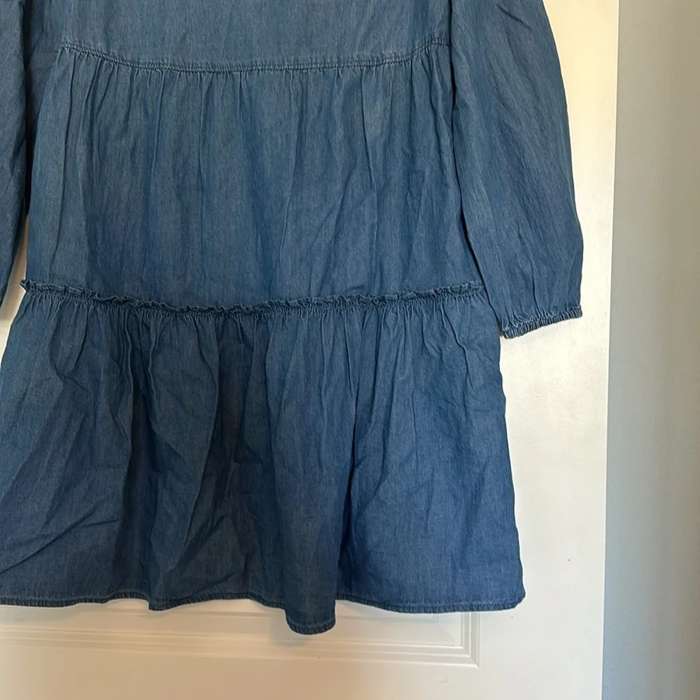 Draper James Tiered Chambray Dress - XS